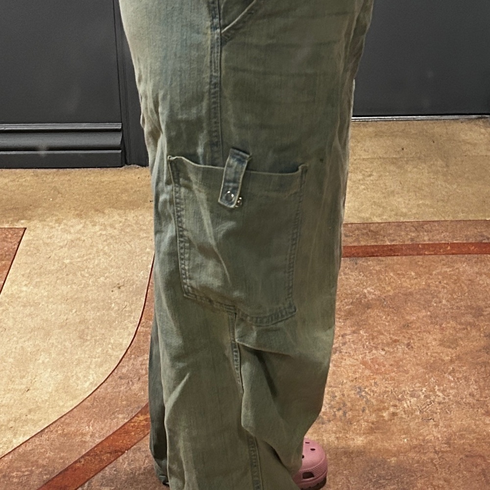 Denim parachute pants